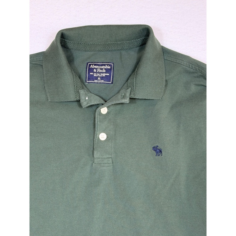 Abercrombie & Fitch Y2K Mens Long Sleeve Green Polo Shirt XL Embroidered Logo